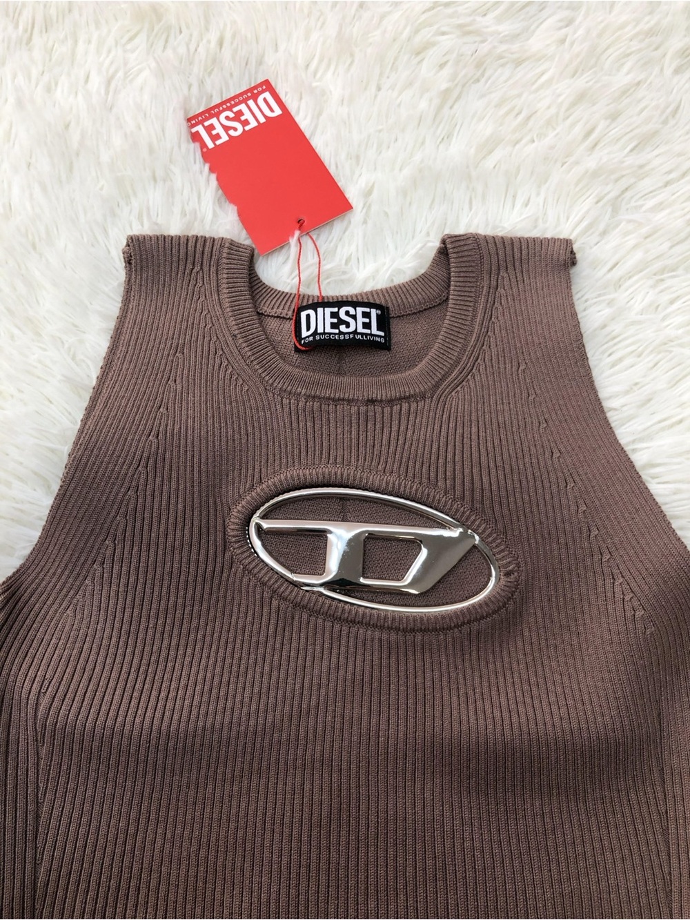 Diesel Taupe Ribbed Tank - Picture 6 of 6